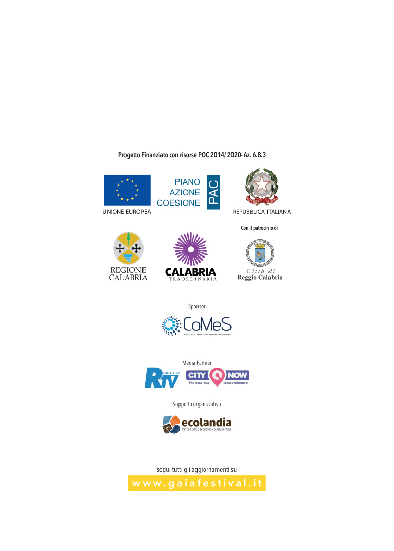 Enti patrocinanti, sponsor, media partner e supporto organizzativo indicati nel programma GAIA Festival